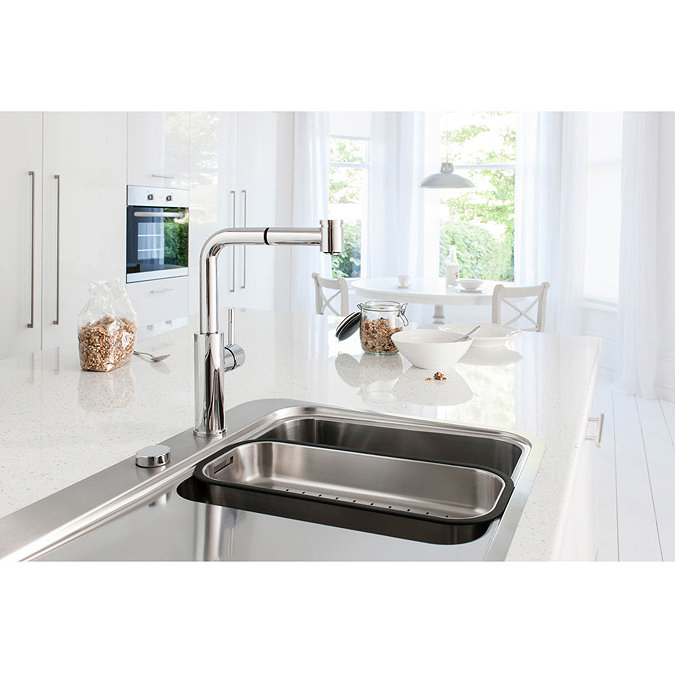 Crosswater - Cucina Ninety Side Lever Kitchen Mixer with Pull Out Spray - Chrome - NT719DC Profile Large Image