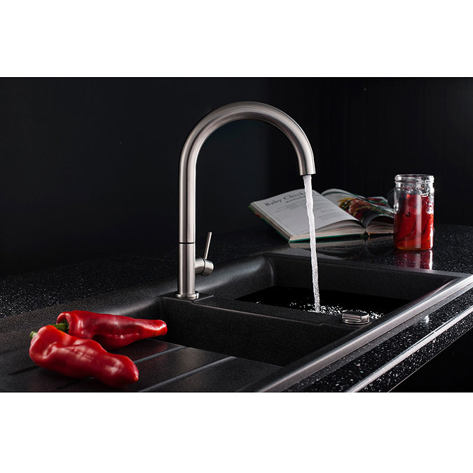 Crosswater - Cucina Tube Round Side Lever Kitchen Mixer - Stainless Steel - TU714DS Profile Large Im