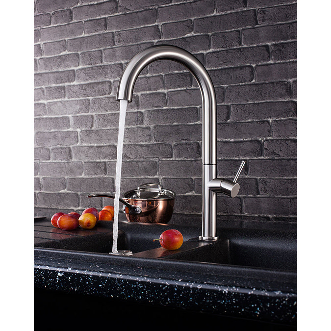 Crosswater - Cucina Tube Round Tall Side Lever Kitchen Mixer - Stainless Steel - TU712DS Profile Lar