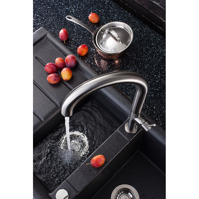 Crosswater - Cucina Tube Round Tall Side Lever Kitchen Mixer - Stainless Steel - TU712DS Feature Lar