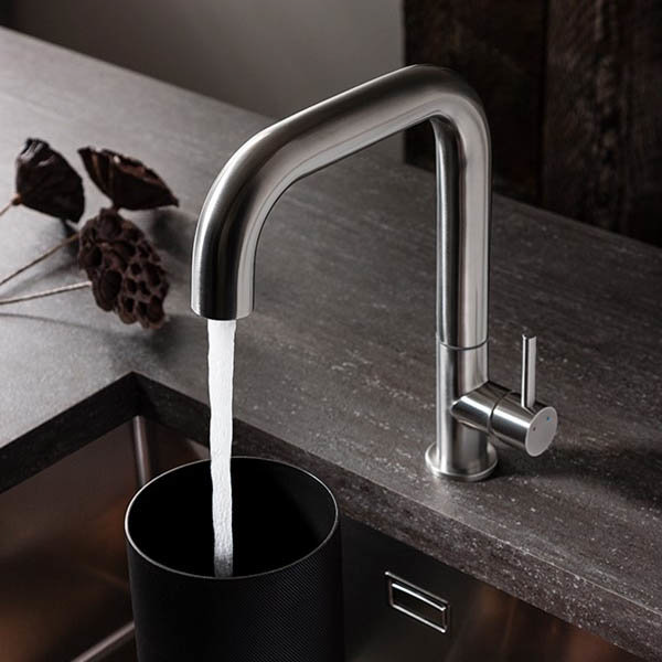 Crosswater - Cucina Tube Side Lever Kitchen Mixer - Stainless Steel - TU713DS  Feature Large Image