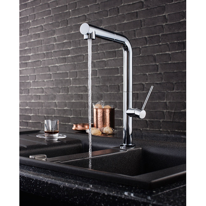 Crosswater - Cucina Tube Side Lever Kitchen Mixer with Dual Function Spray - Chrome - TU717DC Profil