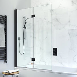 Crosswater Design+ Matt Black Double Folding Bath Screen Medium Image