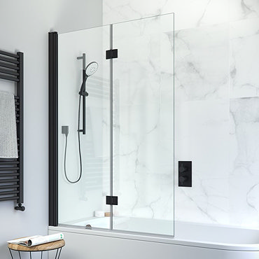 Crosswater Design+ Matt Black Double Folding Bath Screen  Profile Large Image
