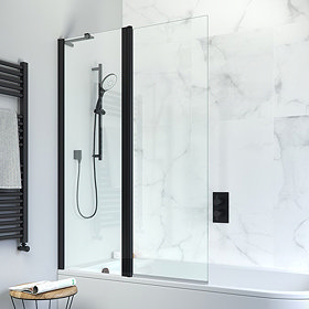 Crosswater Design+ Matt Black Double Panel Bath Screen Large Image