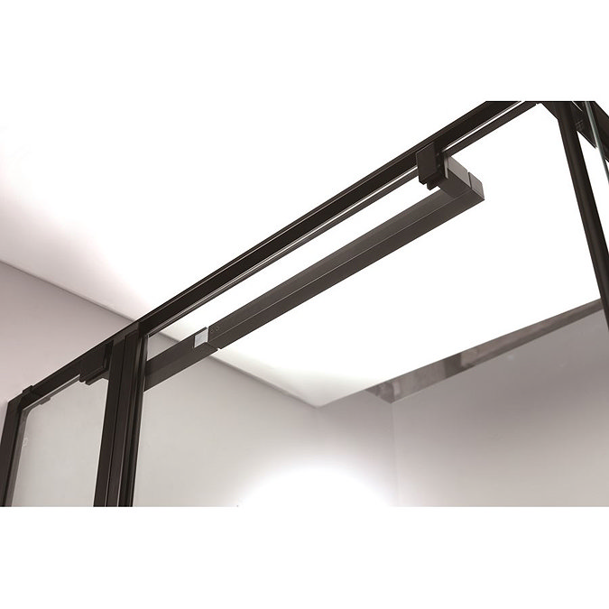 Crosswater Design+ Matt Black Pivot Door & Inline Shower Enclosure with Hush Technology Newest Larg