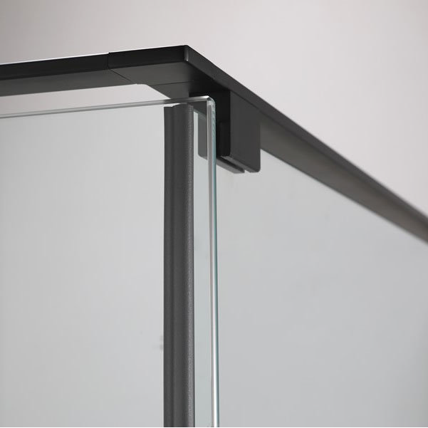 Crosswater Design+ Matt Black Pivot Door & Inline Shower Enclosure with Hush Technology  Standard La
