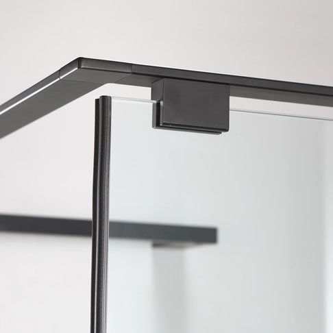 Crosswater Design+ Matt Black Pivot Door Shower Enclosure with Hush Technology Feature Large Image
