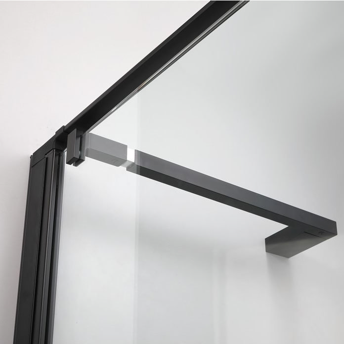 Crosswater Design+ Matt Black Pivot Door Shower Enclosure with Hush Technology Newest Large Image