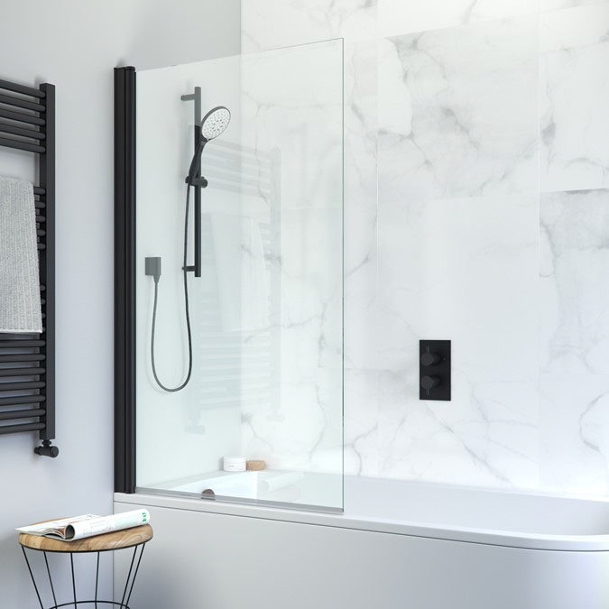 Crosswater Design+ Matt Black Single Bath Screen Large Image