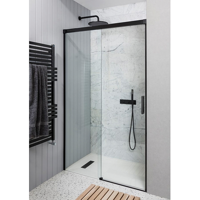 Crosswater Design+ Matt Black Sliding Shower Door Large Image