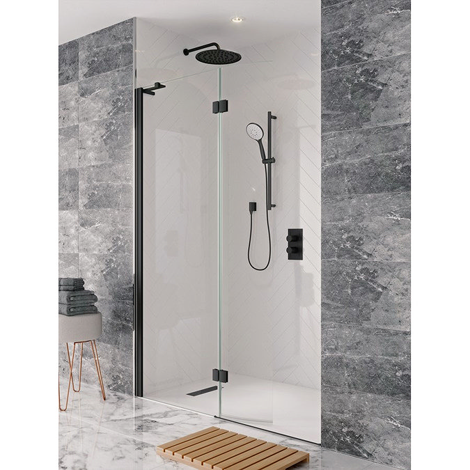 Crosswater Design+ Matt Black Walk In Easy Access Shower Enclosure Large Image