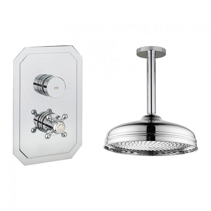 Crosswater - Dial Belgravia 1 Control Shower Valve with Fixed Head & Ceiling Arm Large Image
