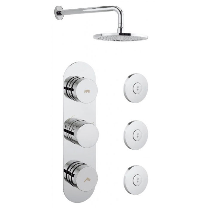 Crosswater - Dial Central 2 Control Shower Valve with 3 Body Jets, Fixed Head & Arm Large Image