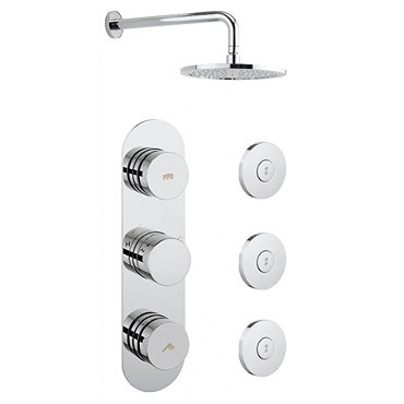 Crosswater - Dial Central 2 Control Shower Valve with 3 Body Jets, Fixed Head & Arm Profile Large Im