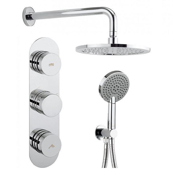 Crosswater - Dial Central 2 Control Shower Valve with 3 Mode Handset, Fixed Head & Arm Large Image