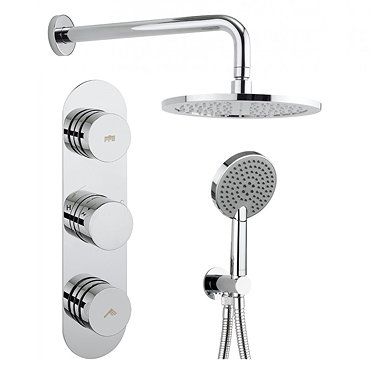 Crosswater - Dial Central 2 Control Shower Valve with 3 Mode Handset, Fixed Head & Arm Profile Large
