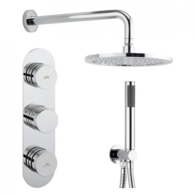Crosswater - Dial Central 2 Control Shower Valve with Single Mode Handset, Fixed Head & Arm Large Im