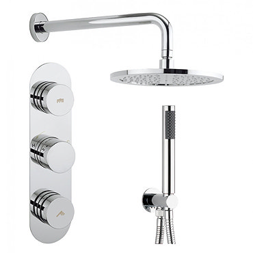 Crosswater - Dial Central 2 Control Shower Valve with Single Mode Handset, Fixed Head & Arm Profile 