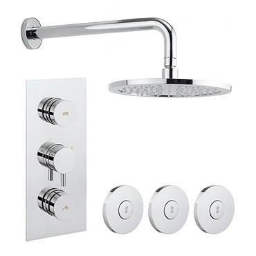 Crosswater - Dial Kai Lever 2 Control Shower Valve with 3 Body Jets, Fixed Head & Arm Profile Large 