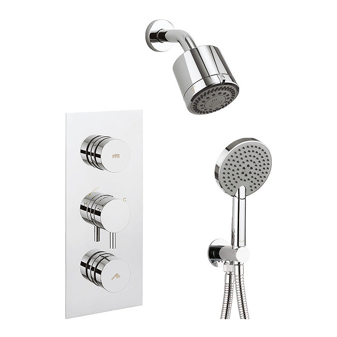 Crosswater Dial Kai Lever 2 Control Shower Valve with 3 Mode Handset, Reflex Head & Arm Large Image