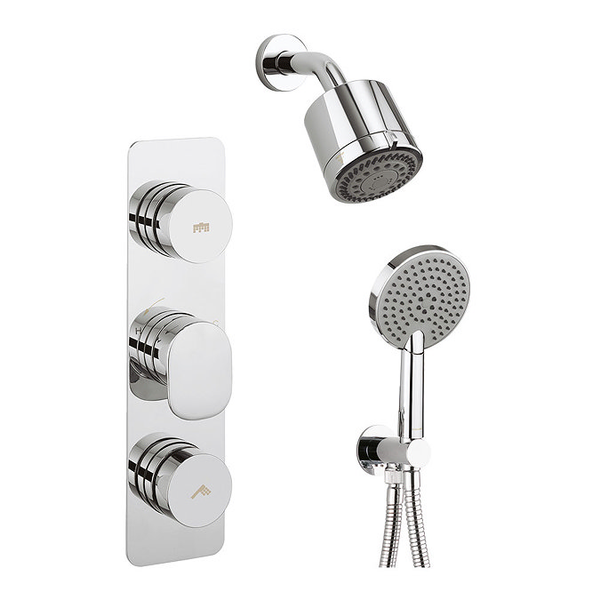 Crosswater Dial Pier 2 Control Shower Valve with 3 Mode Handset, Reflex Head & Arm Large Image