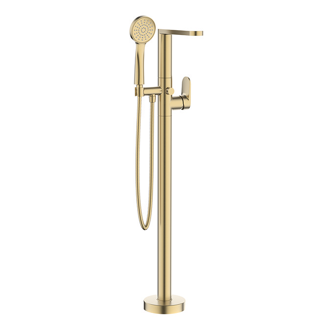 Crosswater Drift Floor Mounted Freestanding Bath Shower Mixer - Brushed Brass