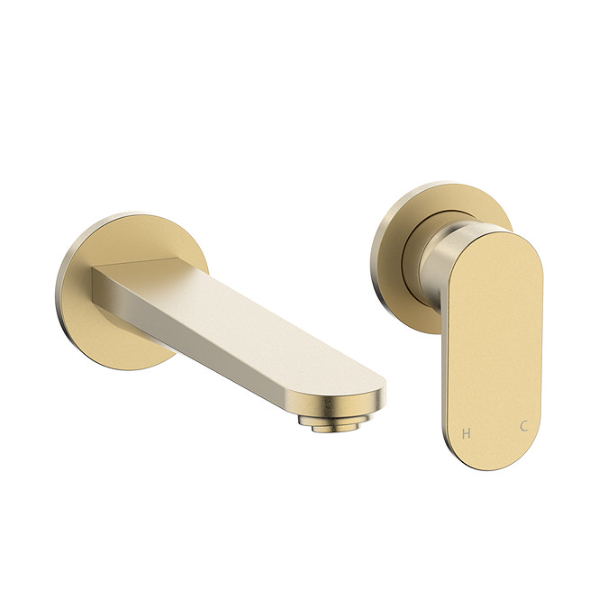 Crosswater Drift Wall Mounted 2 Hole Set Basin Mixer - Brushed Brass