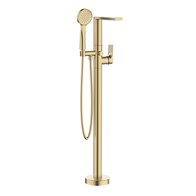 Crosswater Floor Mounted Freestanding Bath Shower Mixer - Brushed Brass