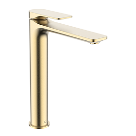 Crosswater Fuse Tall Mono Basin Mixer with Clicker Waste - Brushed Brass