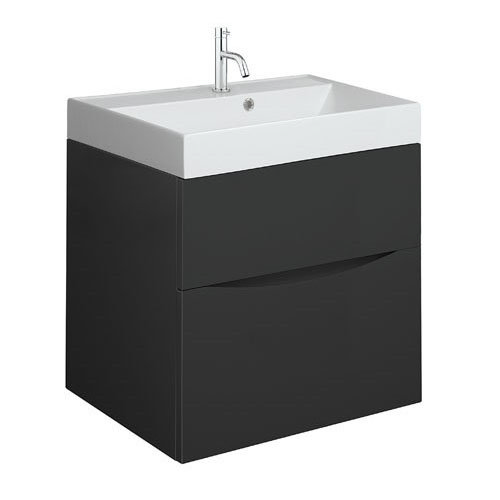 Crosswater Glide II Vanity Unit and Basin - Matt Black Large Image