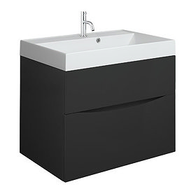Crosswater Glide II 70 Vanity Unit with Cast Mineral Marble Basin - Matt Black Large Image