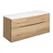 Crosswater Glide II Wall Hung Countertop Vanity Unit - Windsor Oak - 1000mm Marble Worktop Large Ima