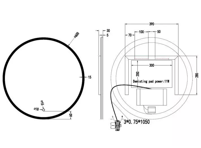 Cable Length: 1050mm