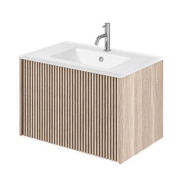 Crosswater Limit 700mm Oak Wall-Hung Slatted Vanity Unit with Basin