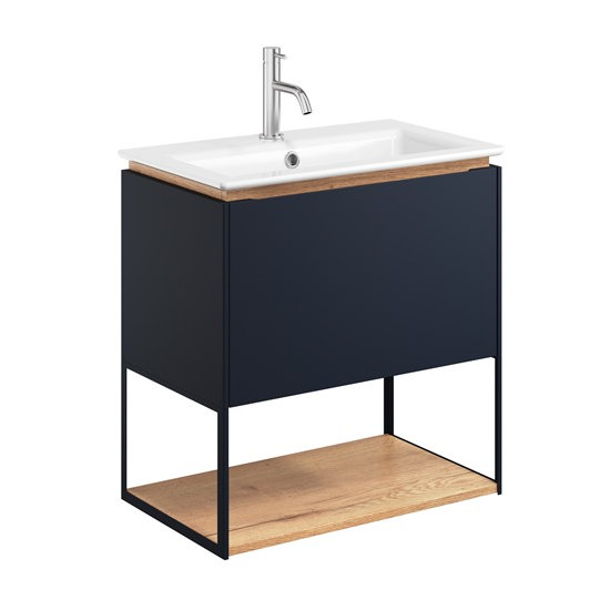 Crosswater Mada 600 Wall Hung Vanity Unit with Shelf & Frame - Indigo Blue