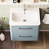 Crosswater Malu 600mm Wall Hung Dusty Blue Vanity Unit & Basin with Chrome Handles