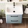 Crosswater Malu 600mm Wall Hung Dusty Blue Vanity Unit & Basin with Matt Black Handles