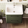 Crosswater Malu 600mm Wall Hung Earthy Green Vanity Unit & Basin with Chrome Handles