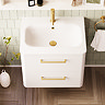 Crosswater Malu 600mm Wall Hung Frosted White Vanity Unit & Basin with Brushed Brass Handles