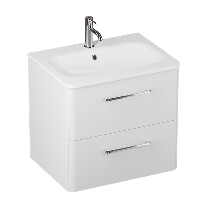 Crosswater Malu 600mm Wall Hung Frosted White Vanity Unit & Basin with Chrome Handles