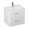 Crosswater Malu 600mm Wall Hung Frosted White Vanity Unit & Basin with Chrome Handles