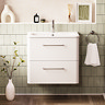 Crosswater Malu 600mm Wall Hung Frosted White Vanity Unit & Basin with Chrome Handles