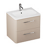Crosswater Malu 600mm Wall Hung Warm Beige Vanity Unit & Basin with Chrome Handles