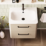 Crosswater Malu 600mm Wall Hung Warm Beige Vanity Unit & Basin with Matt Black Handles