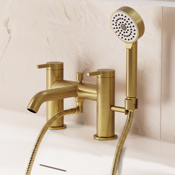 Crosswater Malu Bath Shower Mixer Tap with Handset - Brushed Brass