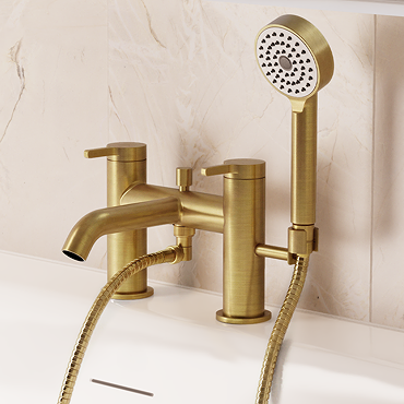 Crosswater Malu Bath Shower Mixer Tap with Handset - Brushed Brass