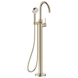 Crosswater Malu Floor Standing Bath Shower Mixer Tap with Handset - Brushed Brass