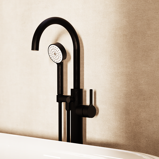 Crosswater Malu Floor Standing Bath Shower Mixer Tap with Handset - Matt Black