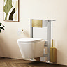 Crosswater Malu Round 0.82m Wall Hung Toilet Set - Brushed Brass Flush Plate